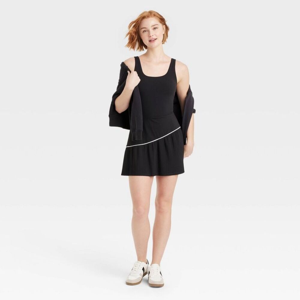 JoyLab Black Strapless Tennis Dress with White Piping - Picture 3 of 4